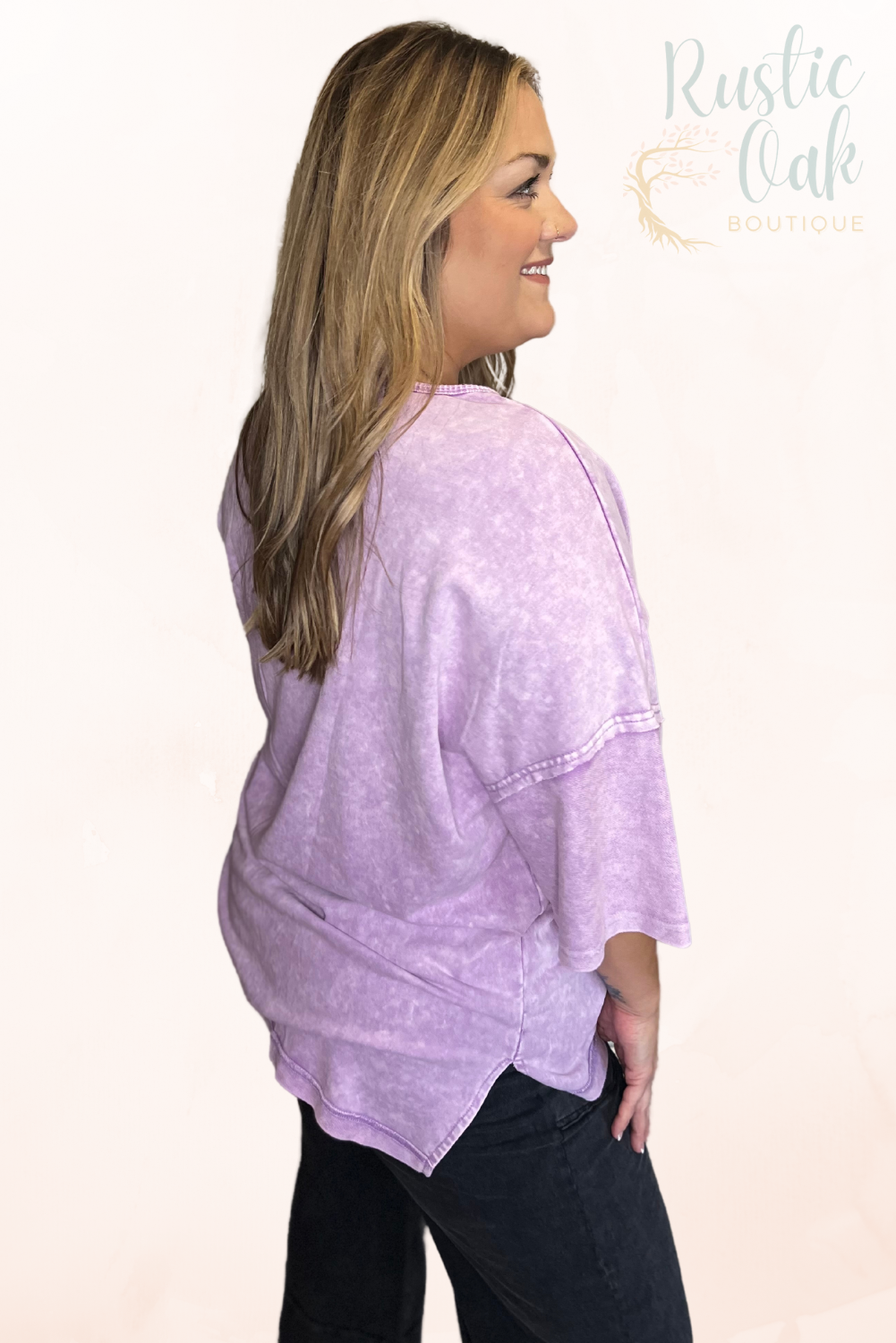 Plus Size Mineral Wash Tee - Purple, Pink, Gray