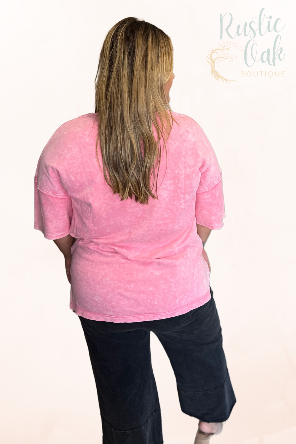 Plus Size Mineral Wash Tee - Purple, Pink, Gray