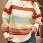 Crew Neck Striped Color Block Sweater