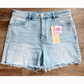 Plus Tummy Control High Rise Fray Hem Shorts
