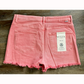 High Rise Fray Hem Shorts - Coral