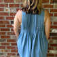 Plus Front V Neck Sleeveless Denim Romper - Light Wash