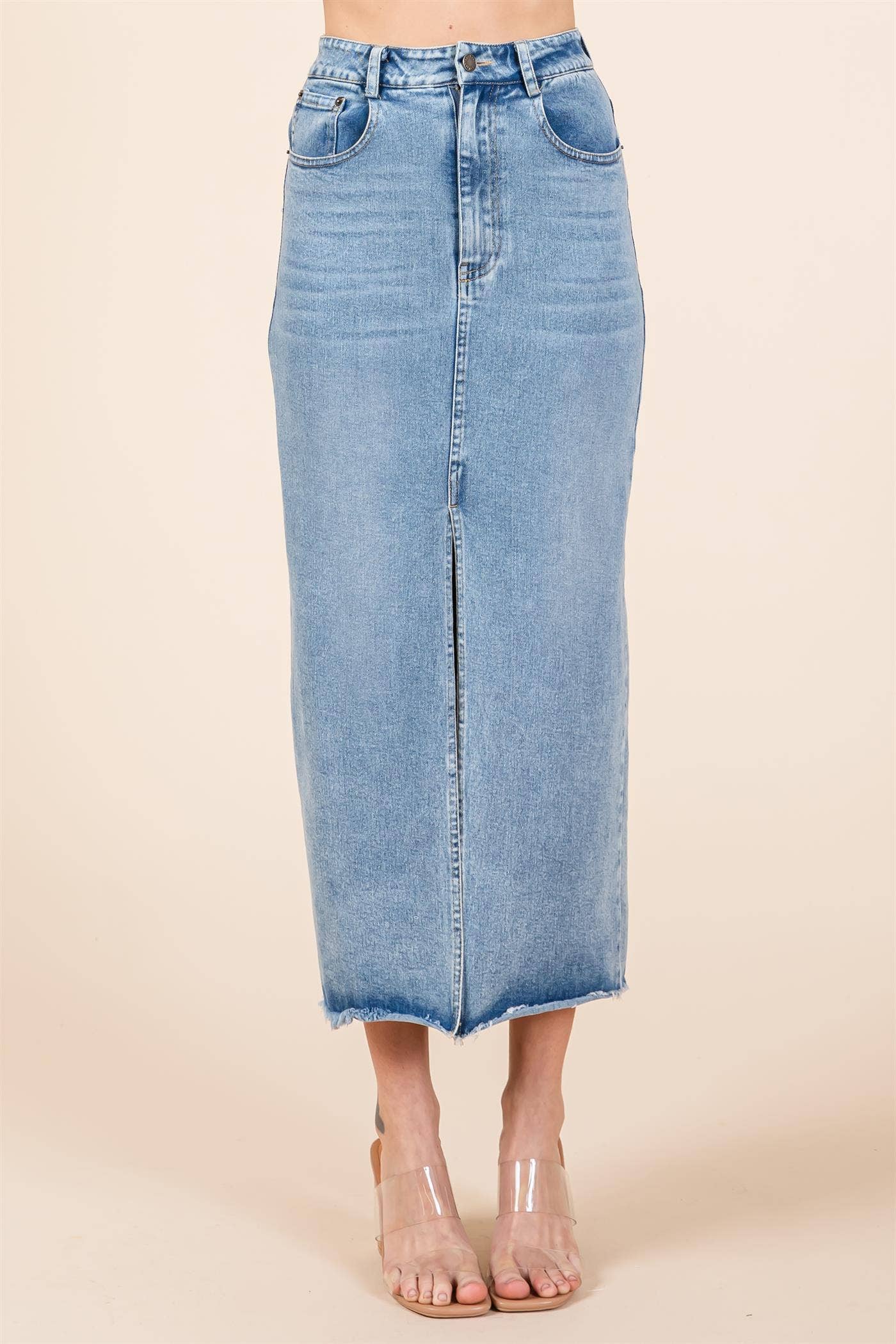 Texas Ash High-Waisted Stretch Denim Skirt