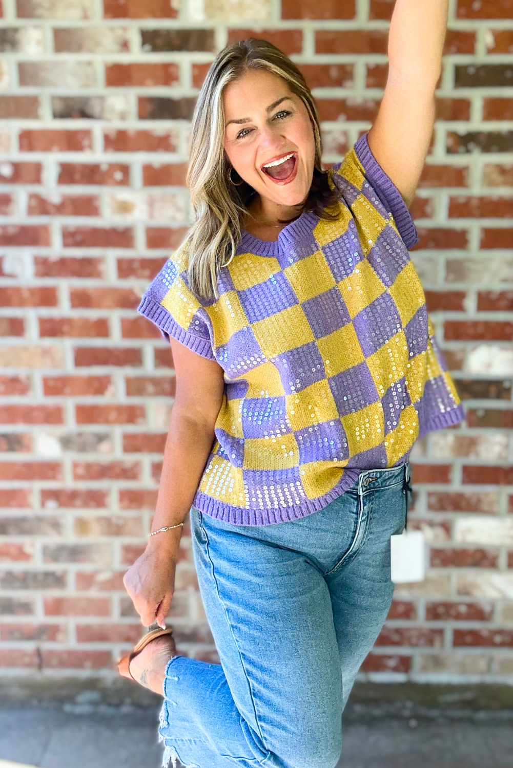 Gameday Sequin Sweater Top