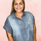 Plus Size Washed Denim Top