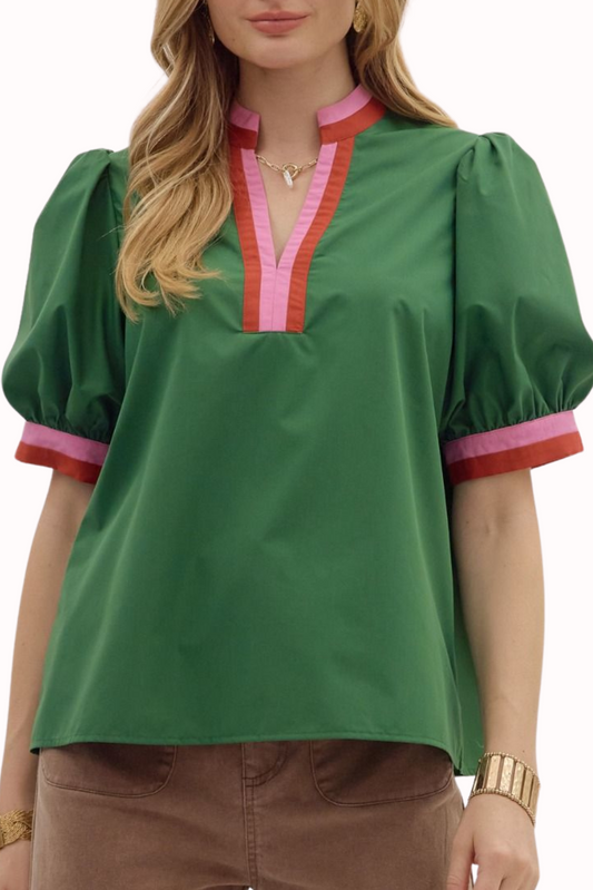 Emerald Charm Bubble Blouse