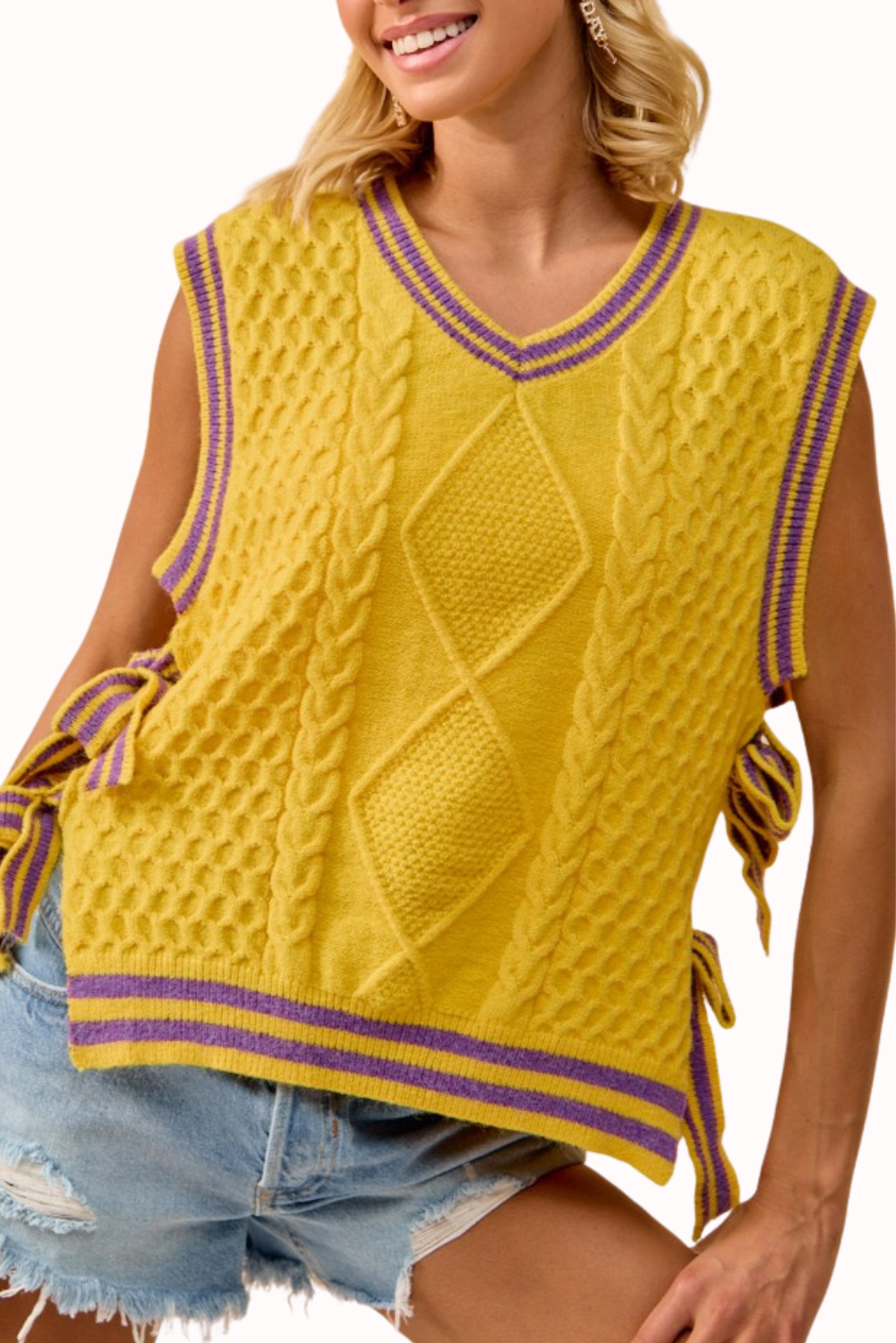 Gameday Textured Knit Sweater Top