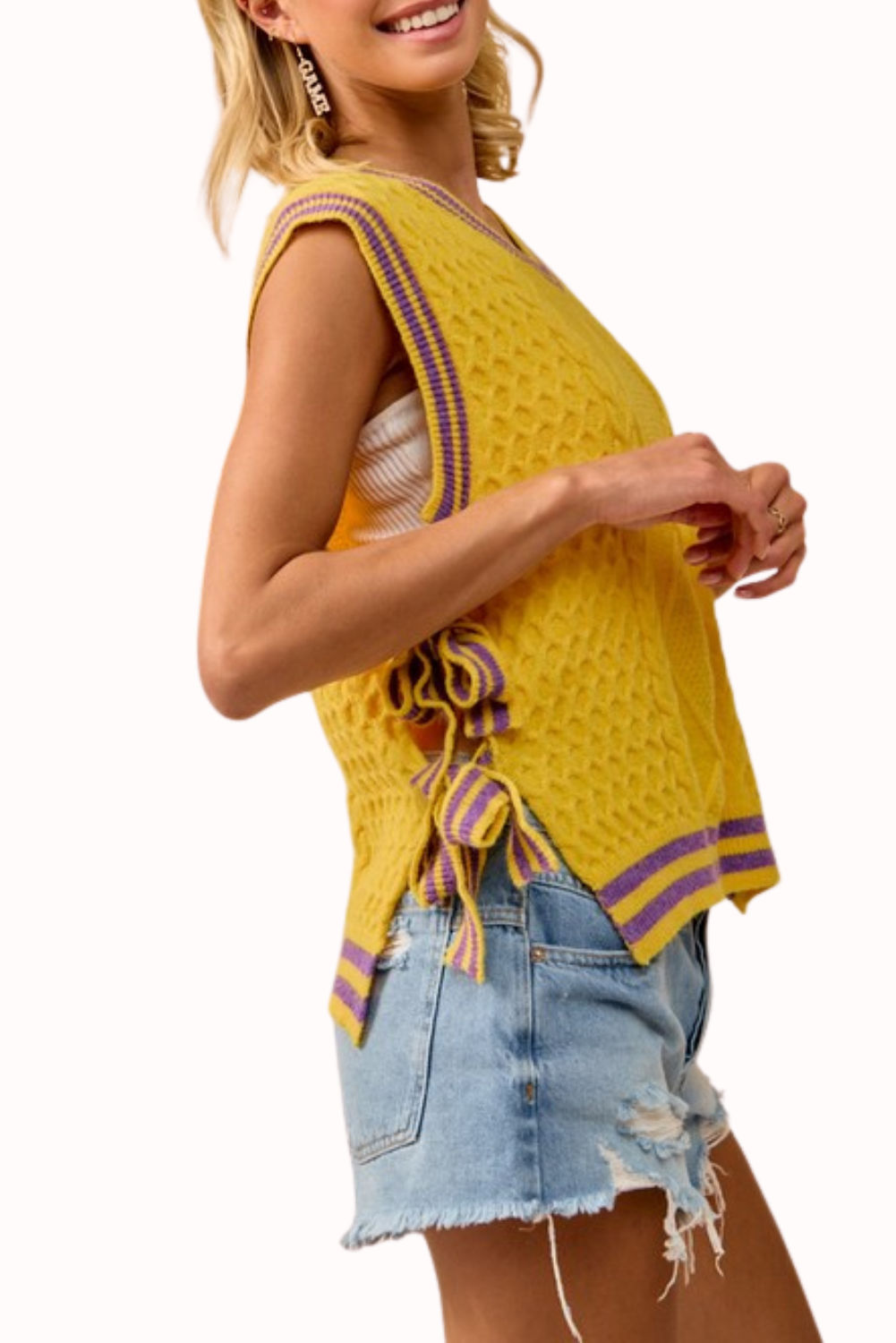 Gameday Textured Knit Sweater Top