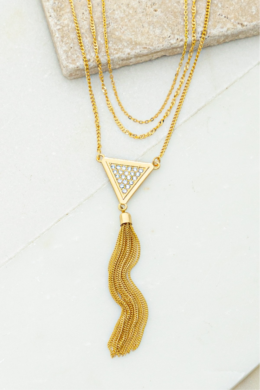 Mystic Triangle Tassel Necklace