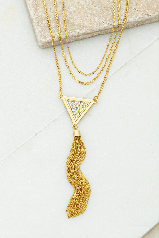 Mystic Triangle Tassel Necklace