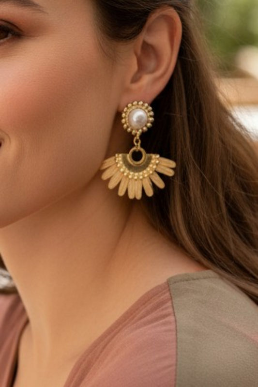 Half Bloom Raffia Earrings