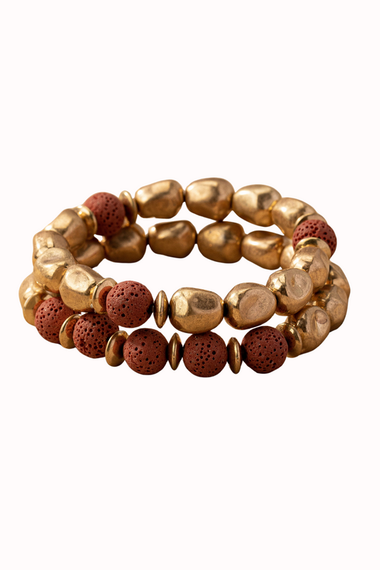 Metallic & Stone Bracelet Set