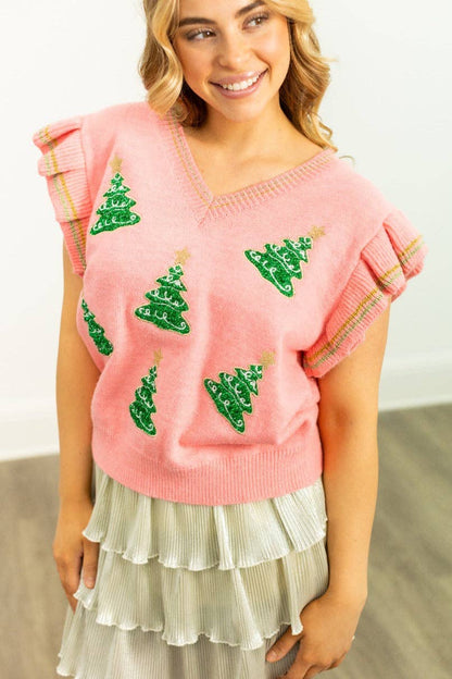 Glitter Tree Patches Sweater