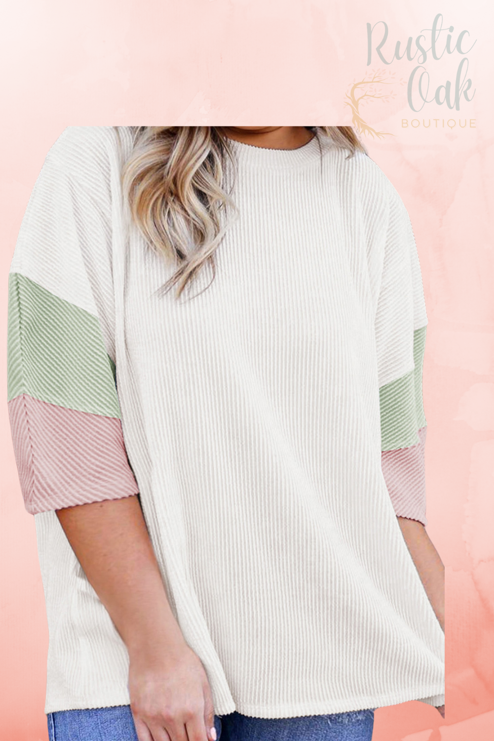 Plus Textured Colorblock Patchwork Top