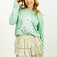 Sequin Tree Patch on Mint Sweatshirt