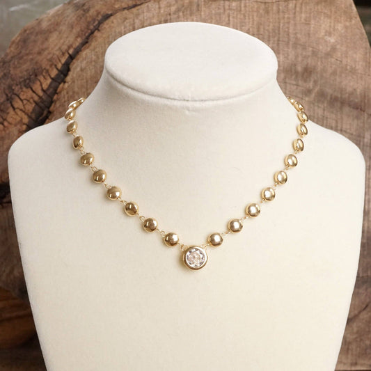 Crystal Dot Bezel Pendant Necklace