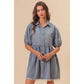 Everyday Charm Puff-Sleeve Denim Dress