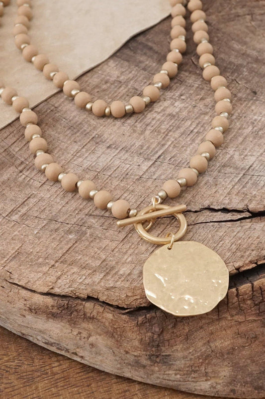 Earthy Elegance Wooden Bead Necklace | Neutral