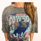 American Cowboy Wild Rodeo Mineral Graphic Long Crop Top