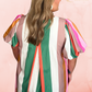 Plus Multicolor Stripe Bubble Sleeve Mini Dress