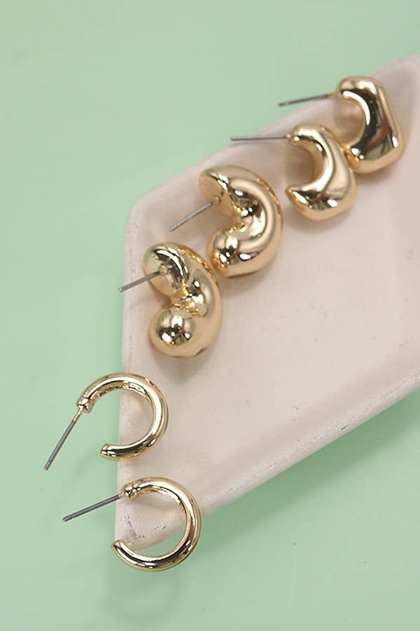 Bubbled Hoop Earring Set