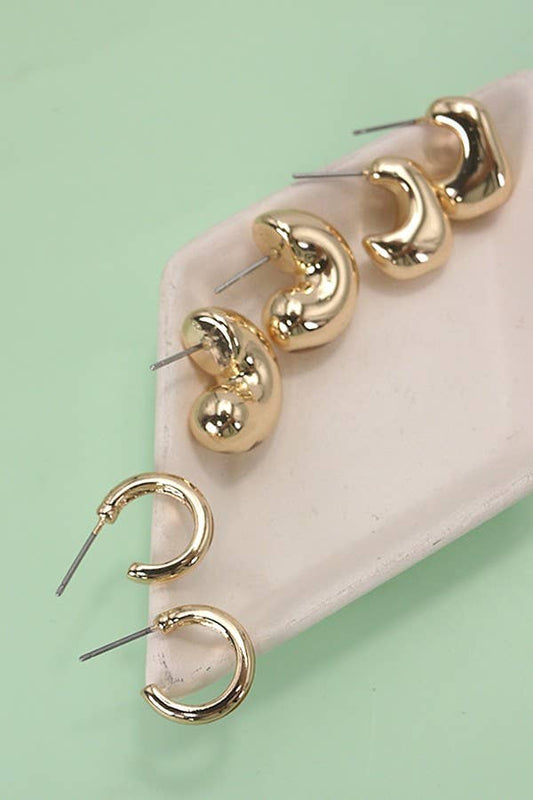 Bubbled Hoop Earring Set