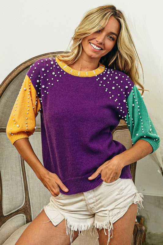 Bead and Bliss Mardi Gras Sweater