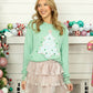 Sequin Tree Patch on Mint Sweatshirt