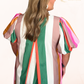 Plus Multicolor Stripe Bubble Sleeve Mini Dress