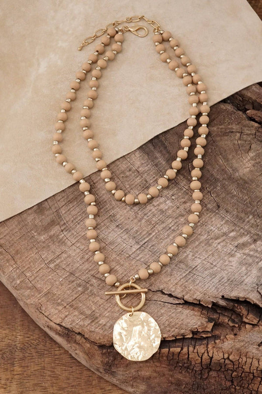 Earthy Elegance Wooden Bead Necklace | Neutral