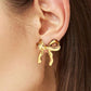 Gold Elegant Bow Design Studded Earrings