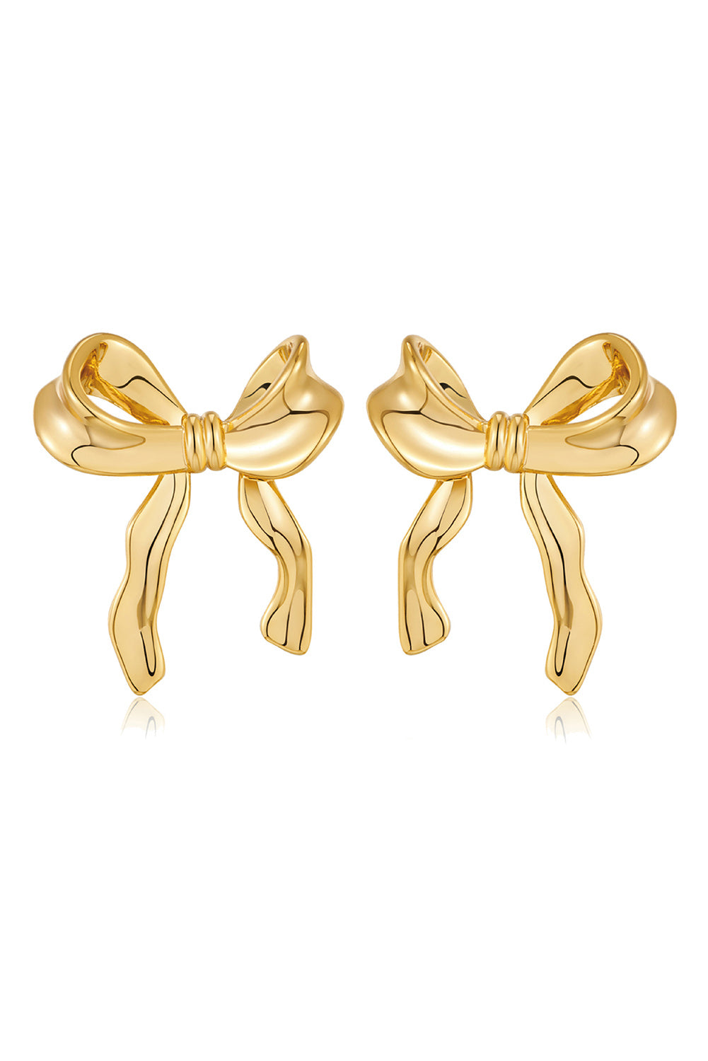 Gold Elegant Bow Design Studded Earrings