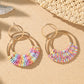 Rainbow Bohemian Woven Raffia Dangle Earrings