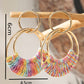 Rainbow Bohemian Woven Raffia Dangle Earrings