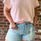 Plus Tummy Control High Rise Fray Hem Shorts