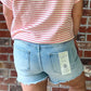 Plus Tummy Control High Rise Fray Hem Shorts