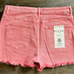 High Rise Fray Hem Shorts - Coral
