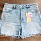 Plus Tummy Control High Rise Fray Hem Shorts