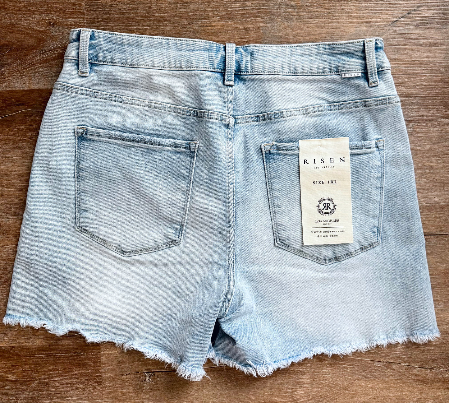 Plus Tummy Control High Rise Fray Hem Shorts