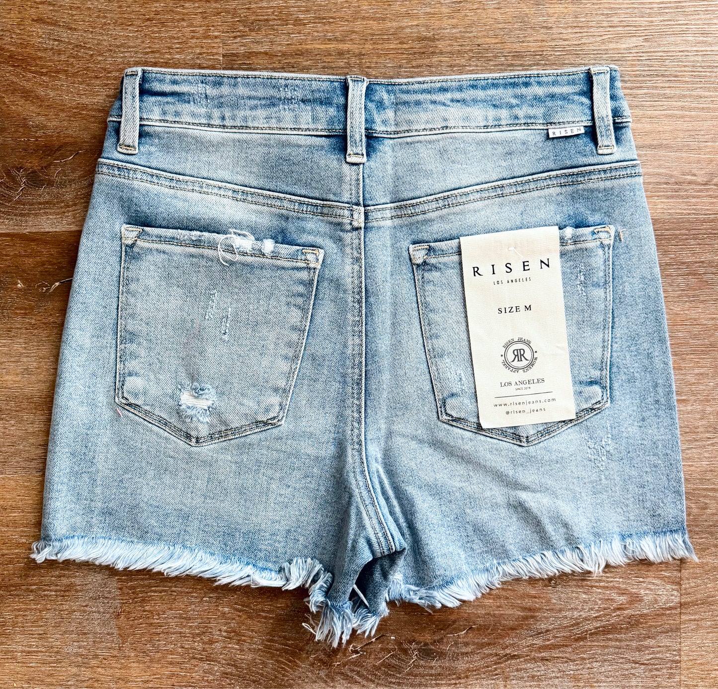 High Rise Light Frayed Shorts