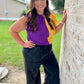 Purple & Gold Color Block Blouse