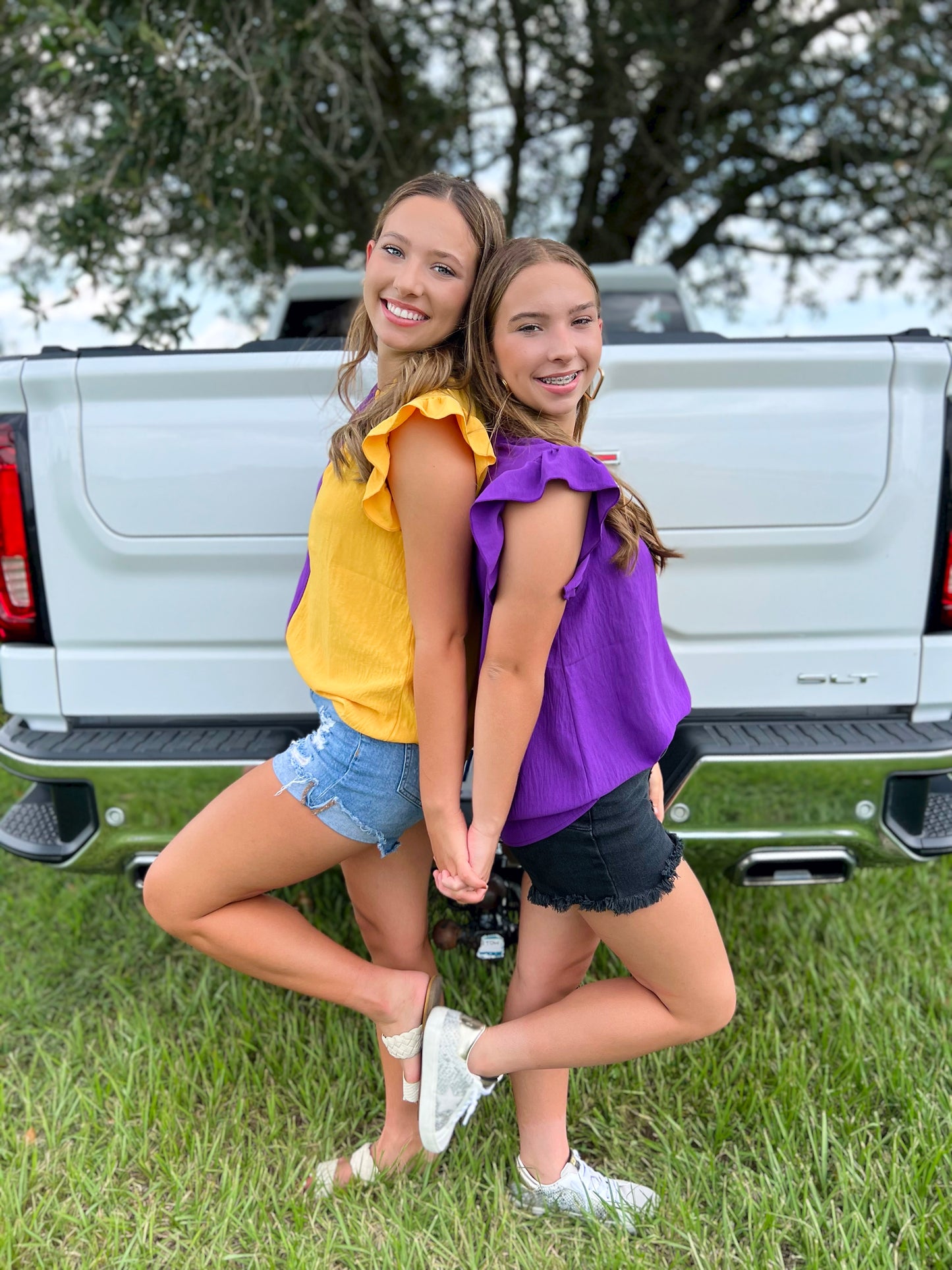 Purple & Gold Color Block Blouse