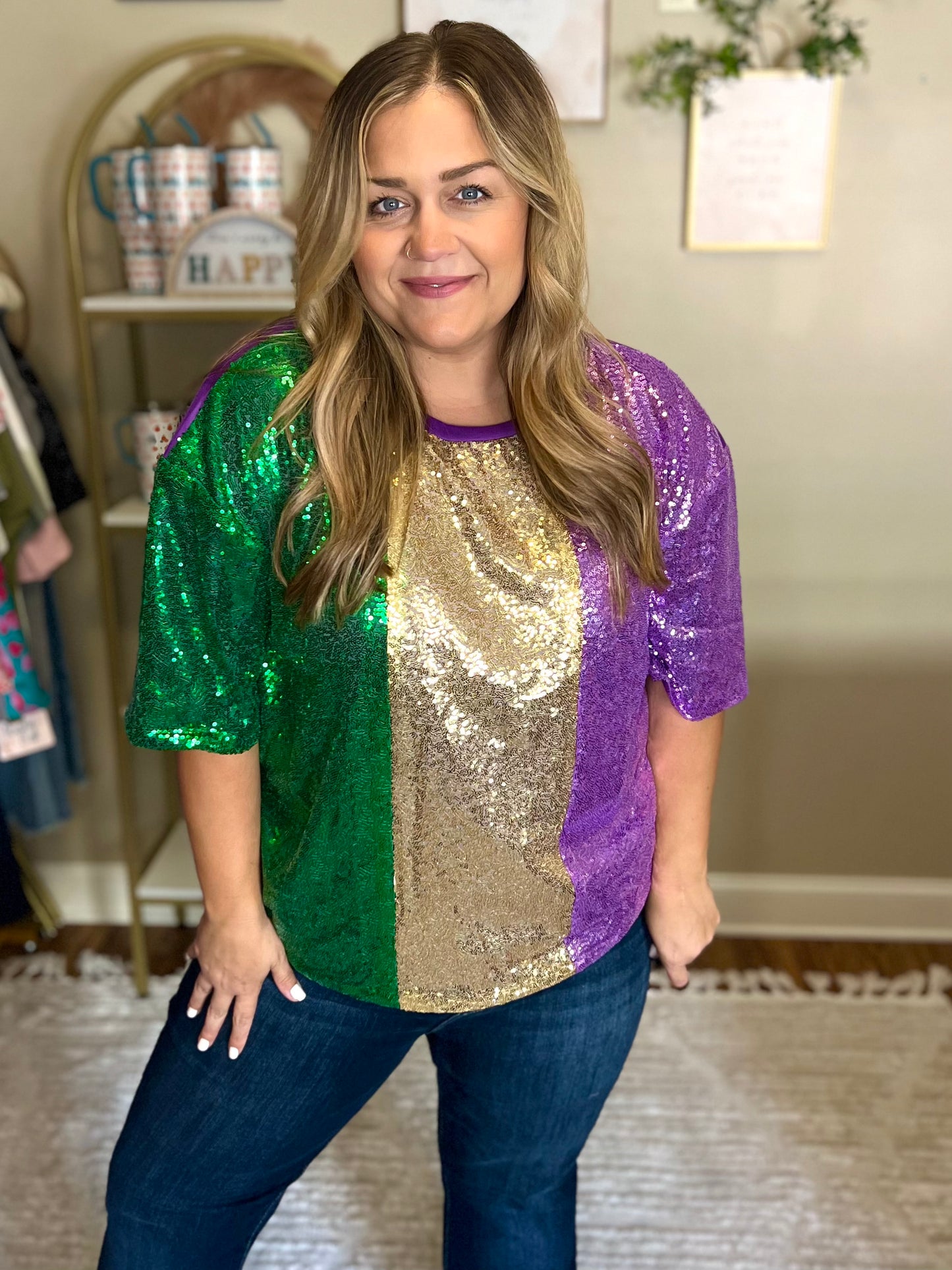 Mardi Gras Glam Sequins Top