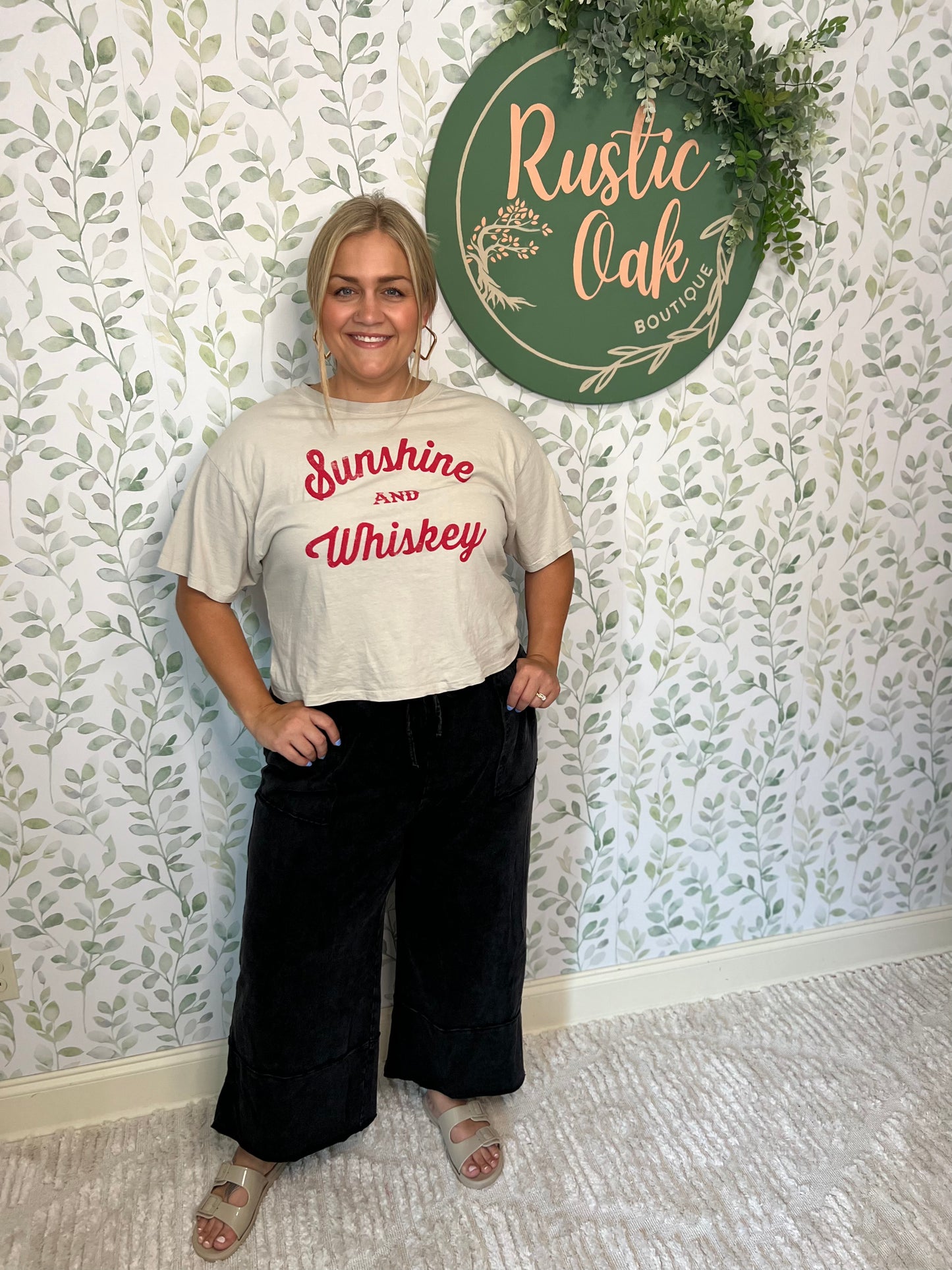 Sunshine and Whiskey Long Crop Tee