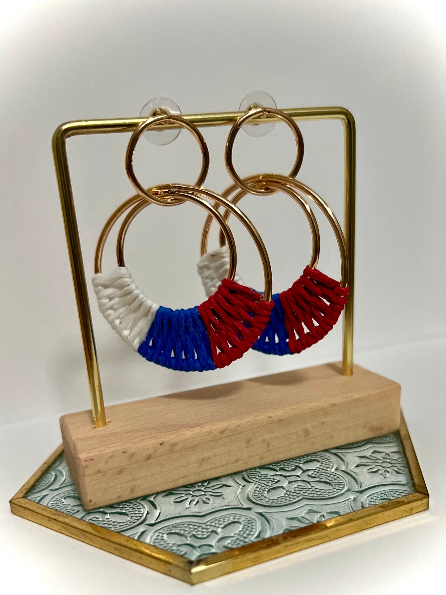 USA Bohemian Woven Raffia Dangle Earrings