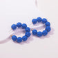 Raffia Hoop Earrings Boho USA Blue