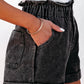 Black Vintage Washed Frilled High Waist Denim Shorts