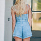 Beau Blue Spaghetti Strap Belted Denim Romper