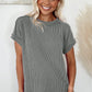 Medium Grey Textured Knit Exposed Stitching T-shirt