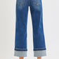 Risen Mid-Rise Ankle Cuffed Hem Jeans